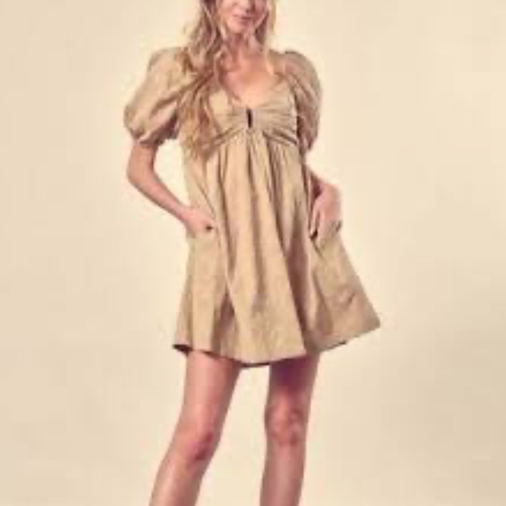 Mustard Seed Beige A-Line Romper Dress